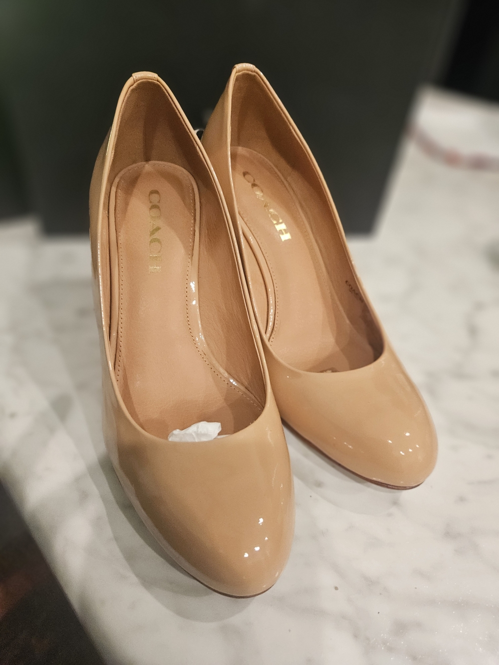 COACH Patent Leather Nude-Beige Pumps